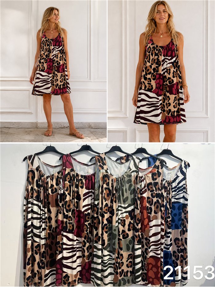 Vestido de lycra com estampa animal