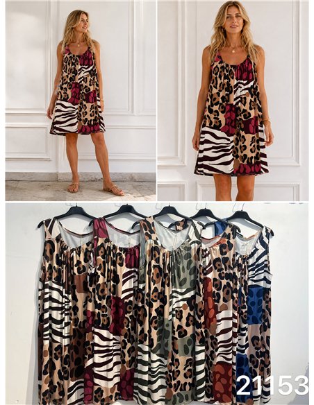 Vestido de lycra com estampa animal