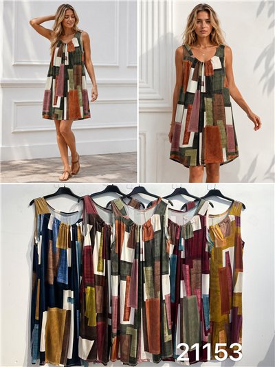 Vestido lycra estampado geométrico 2