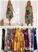 Vestido evasé estampado floral efecto lino