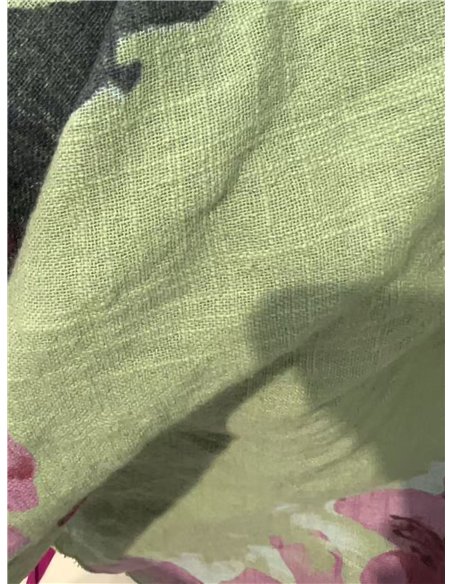 Vestido evasé estampado floral efecto lino