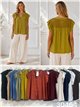Blusa fluida con botones y rejilla