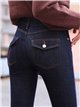 Jeans a zampa scuri con tasche a patta