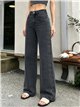 Jeans wide leg gris con tachuelas laterales
