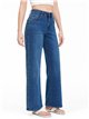 Jeans wide leg azul con tachuelas laterales