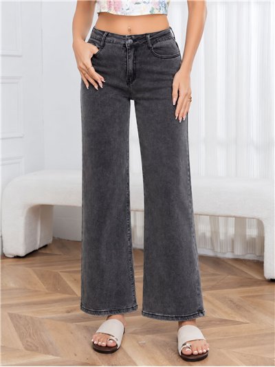Jeans wide leg gris efecto lavado