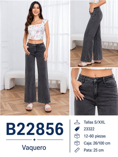 Jeans wide leg gris efecto lavado 2