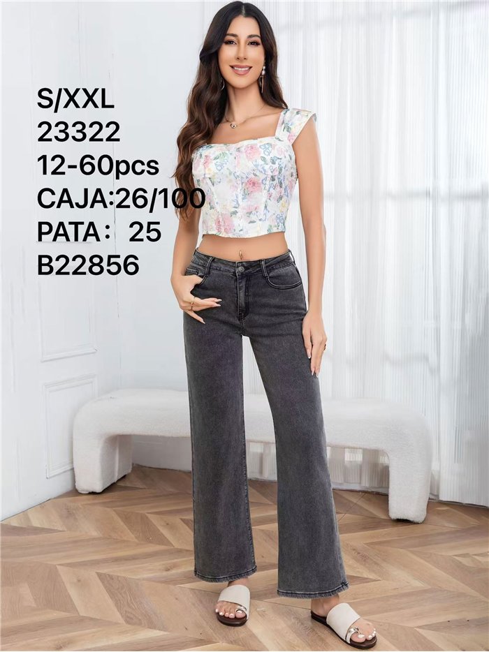 Jeans a gamba larga grigi effetto slavato
