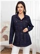 Chaqueta denim oscura con cintura ajustable
