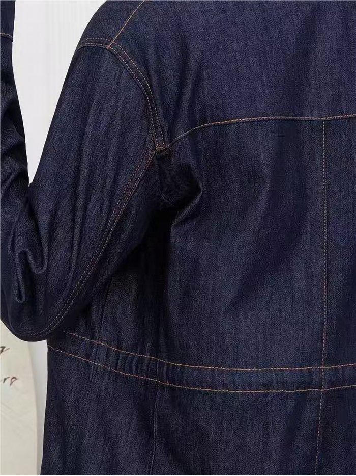 Chaqueta denim oscura con cintura ajustable