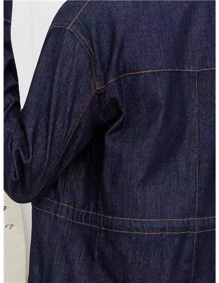 Chaqueta denim oscura con cintura ajustable