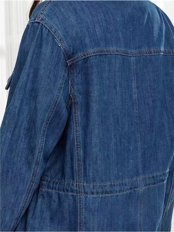Chaqueta denim azul con cintura ajustable