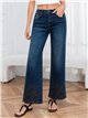 Jeans wide leg azul con strass