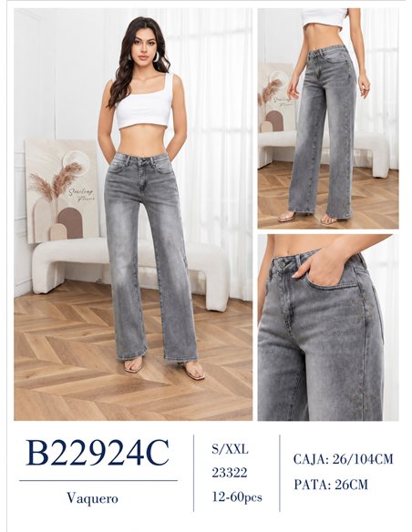 Jeans wide leg gris con estrellas de strass