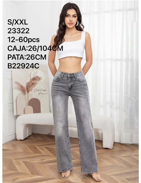 Jeans wide leg gris con estrellas de strass