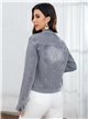 Chaqueta denim gris con estrella de strass