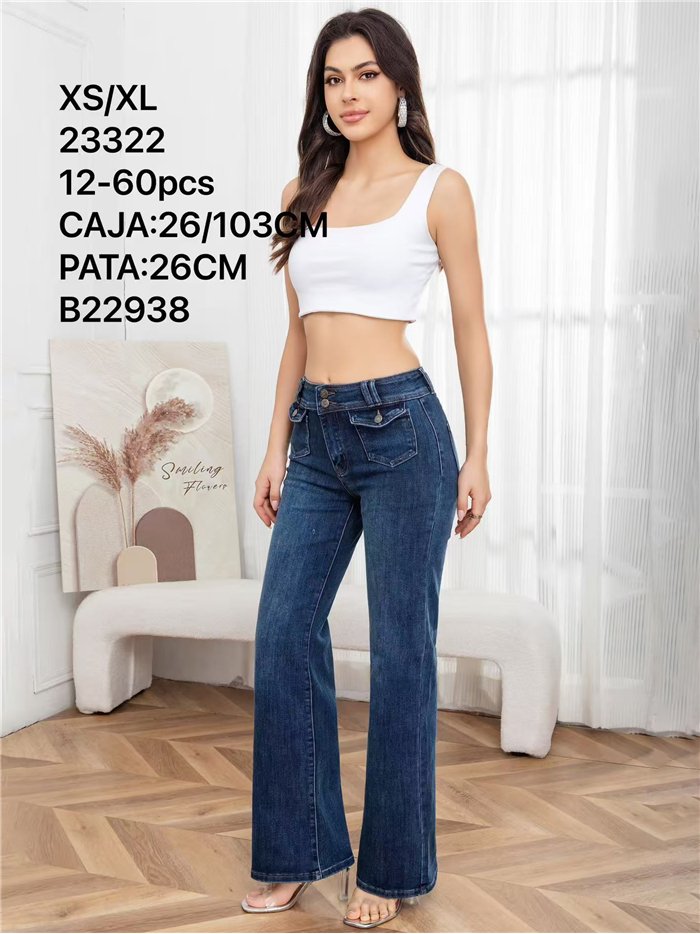 Jeans flare bolsillos solapa