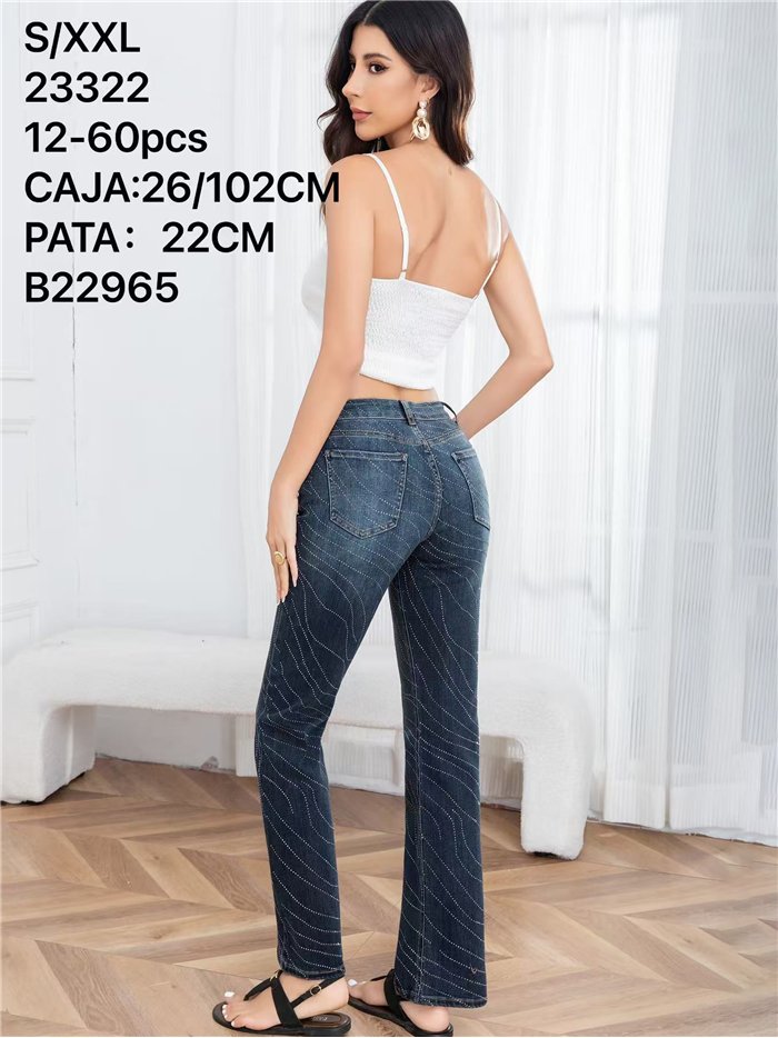 Jeans strass ondulado