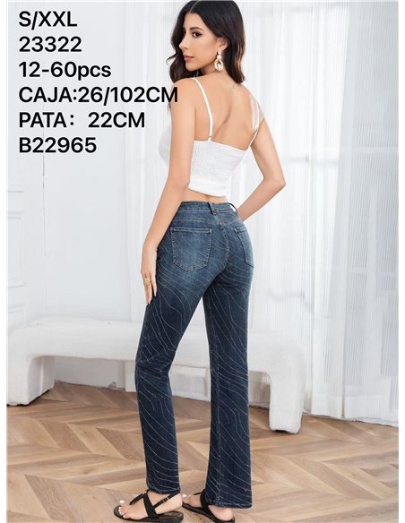Jeans strass ondulado