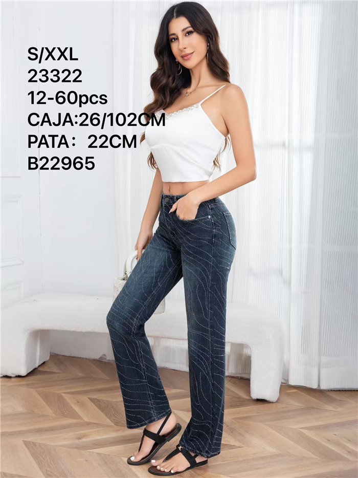 Jeans strass ondulado