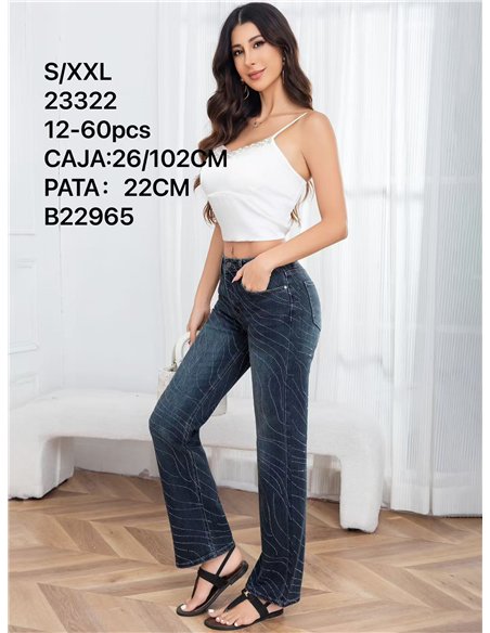 Jeans strass ondulado