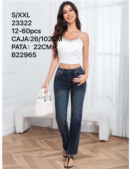 Jeans strass ondulado