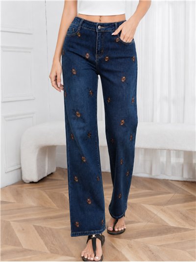 Jeans bordado floral