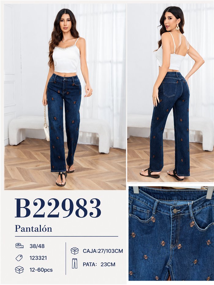 Jeans bordado floral