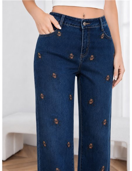 Jeans bordado floral