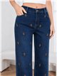 Jeans bordado floral