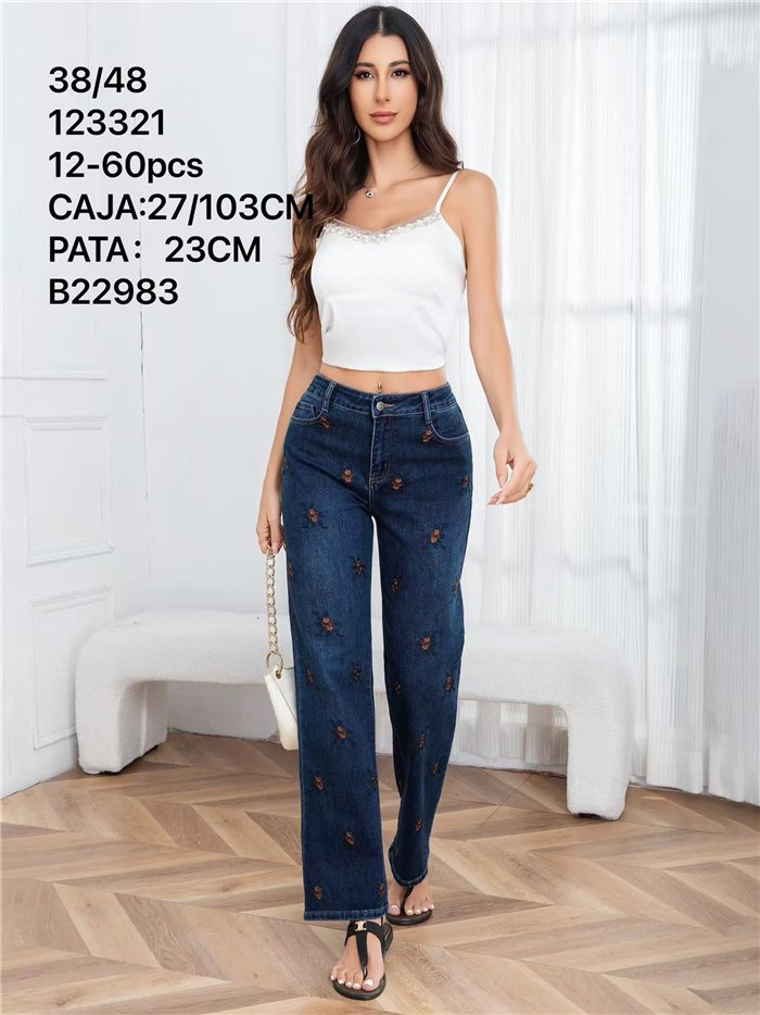 Jeans bordado floral