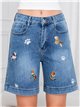 Bermuda denim con bordados perritos