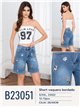 Bermuda denim con bordados perritos