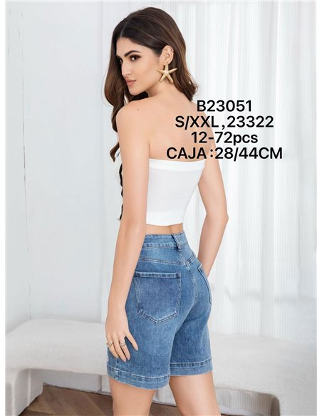 Bermuda denim con bordados perritos