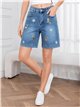 Bermuda denim con bordados perritos