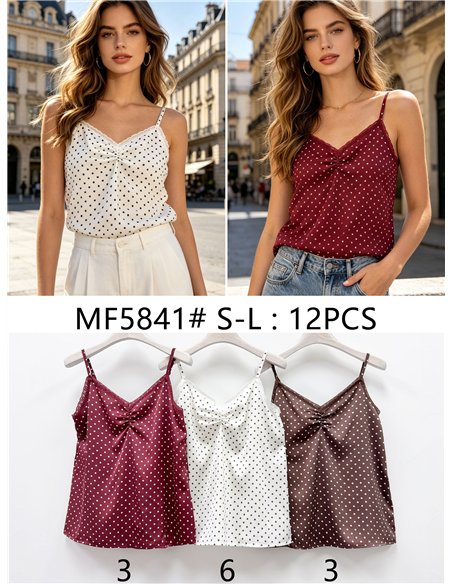 Top lencero satinado de lunares