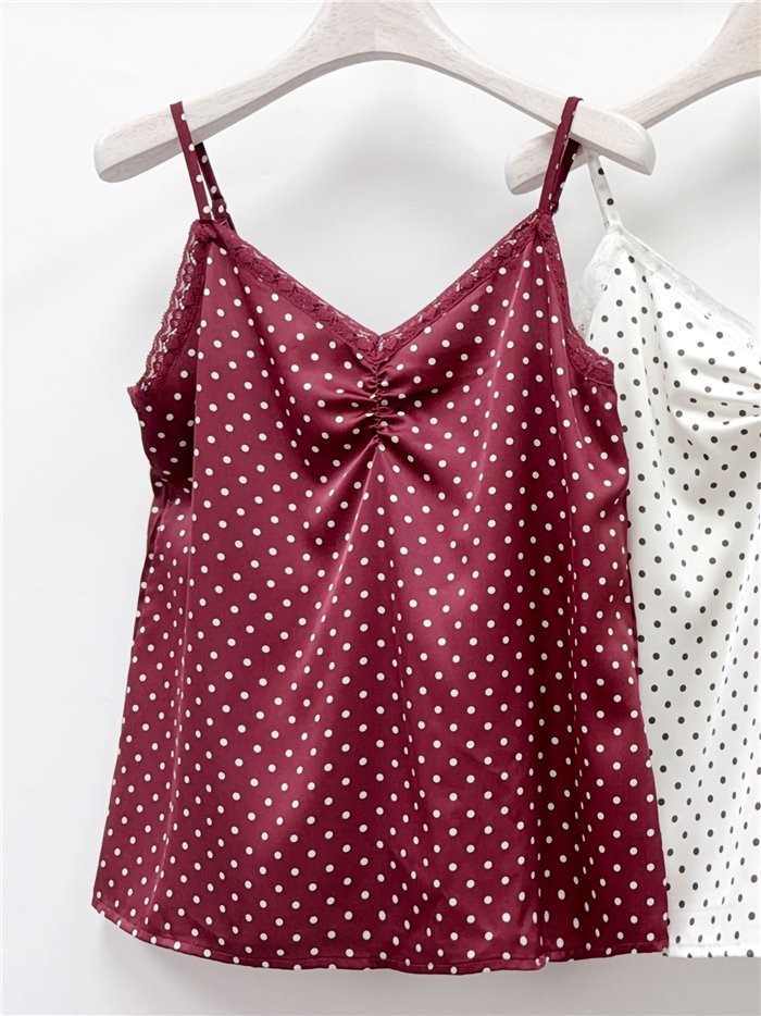 Top lencero satinado de lunares