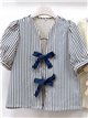Blusa rayas con lazos frontales
