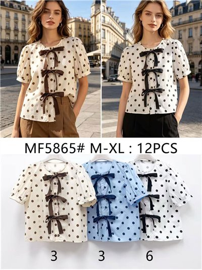 Blusa lunares con lazos contrastes 2
