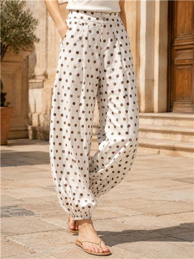 Pantalón bombacho de lunares