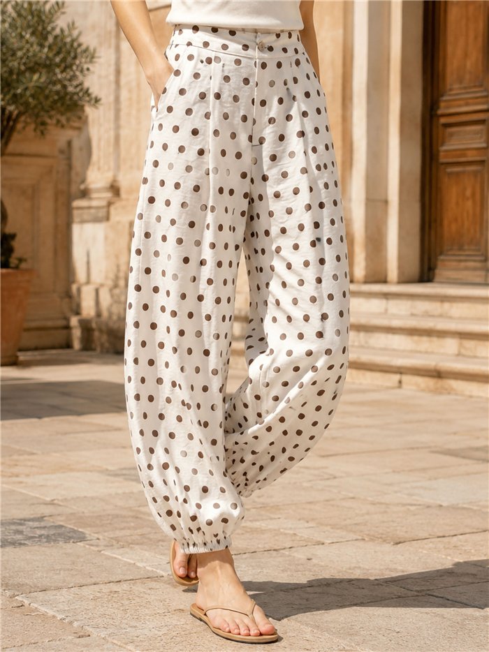 Pantalón bombacho de lunares