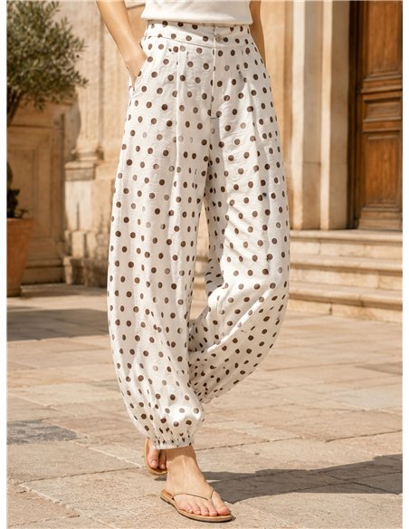 Pantalón bombacho de lunares