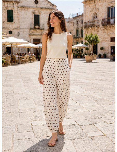 Pantalón bombacho de lunares