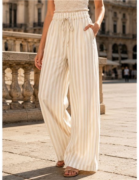 Pantalón palazzo rayas con cordón