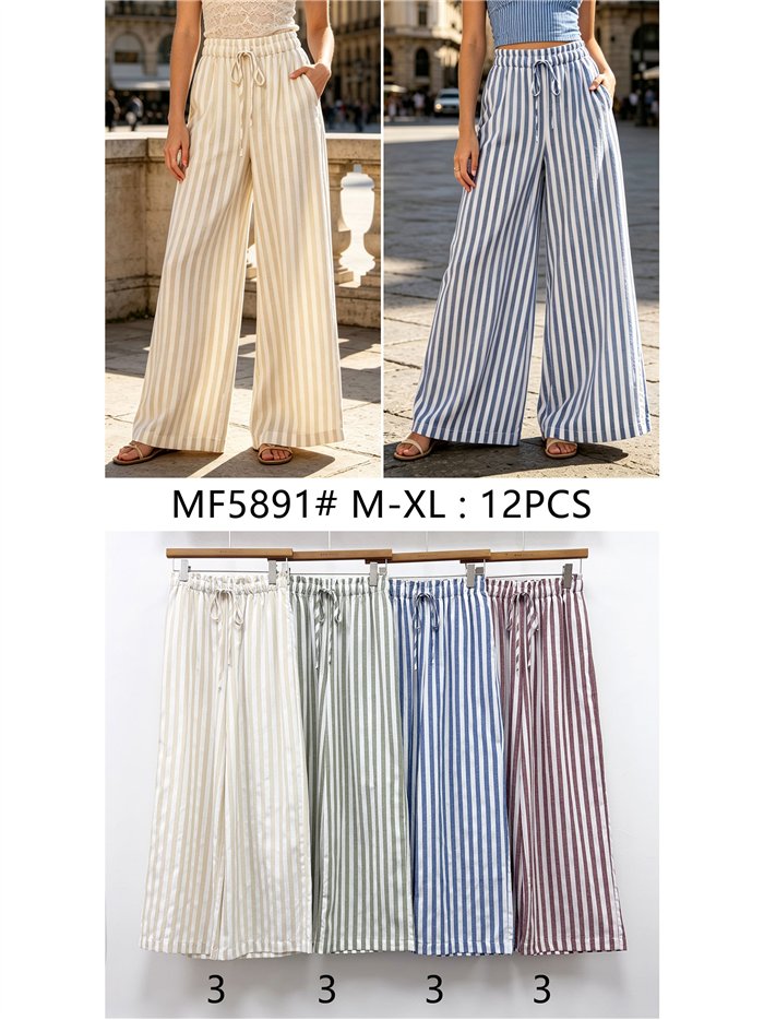 Pantalón palazzo rayas con cordón