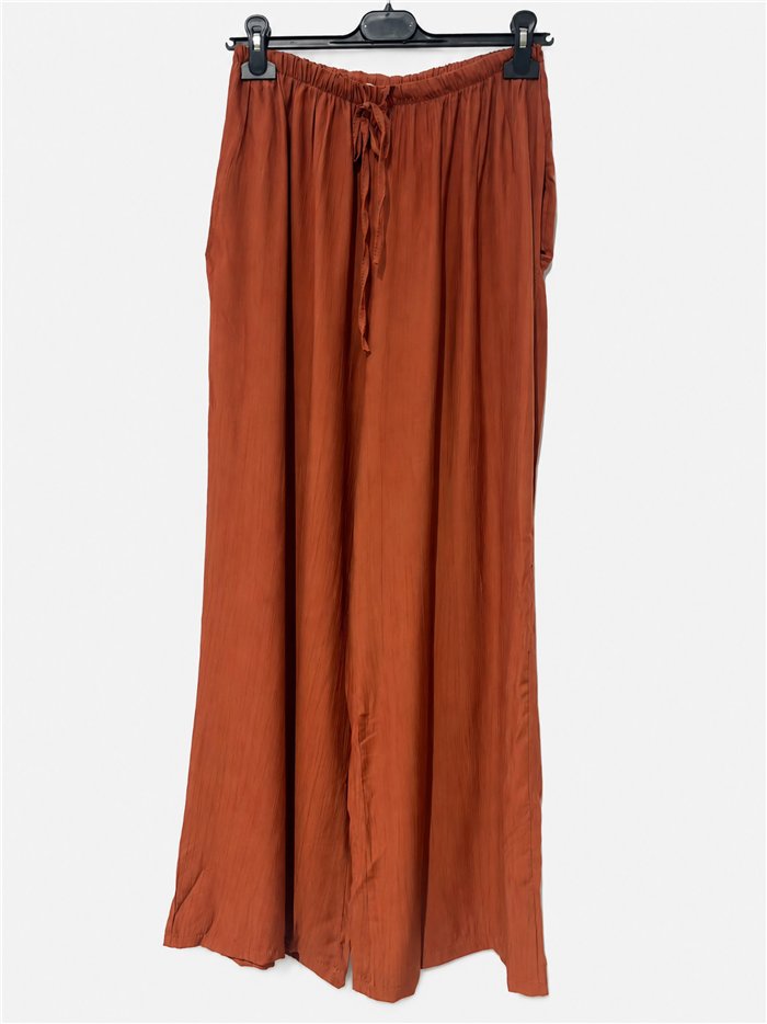 Pantalón palazzo liso con cintura elástica