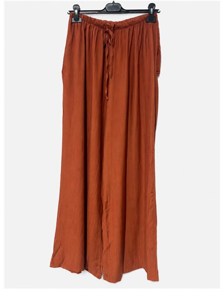 Pantalón palazzo liso con cintura elástica