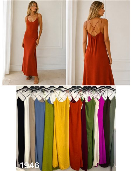 Langes, schlichtes Kleid mit gekreuzten Trägern