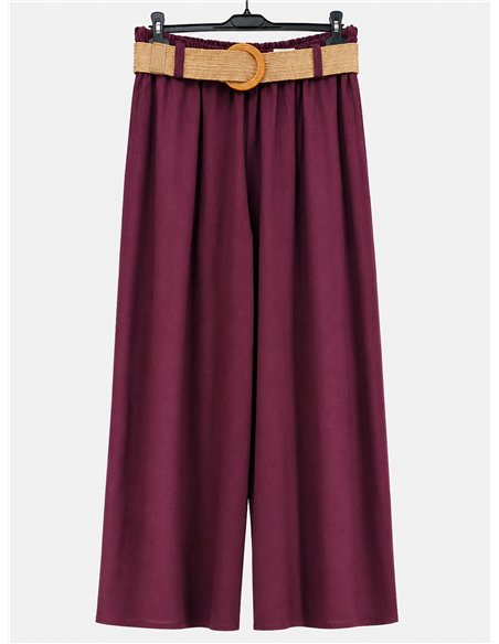 Pantalón palazzo liso con cinturón