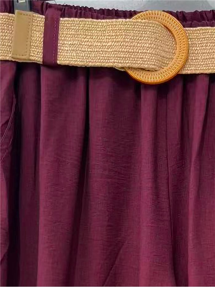 Pantalón palazzo liso con cinturón